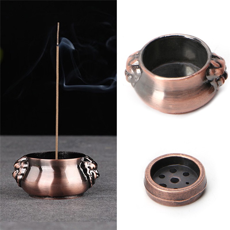 LIDU  Copper Mini Lion Ear Incense Coil Burner Censer Aromatherapy Pot Vintage