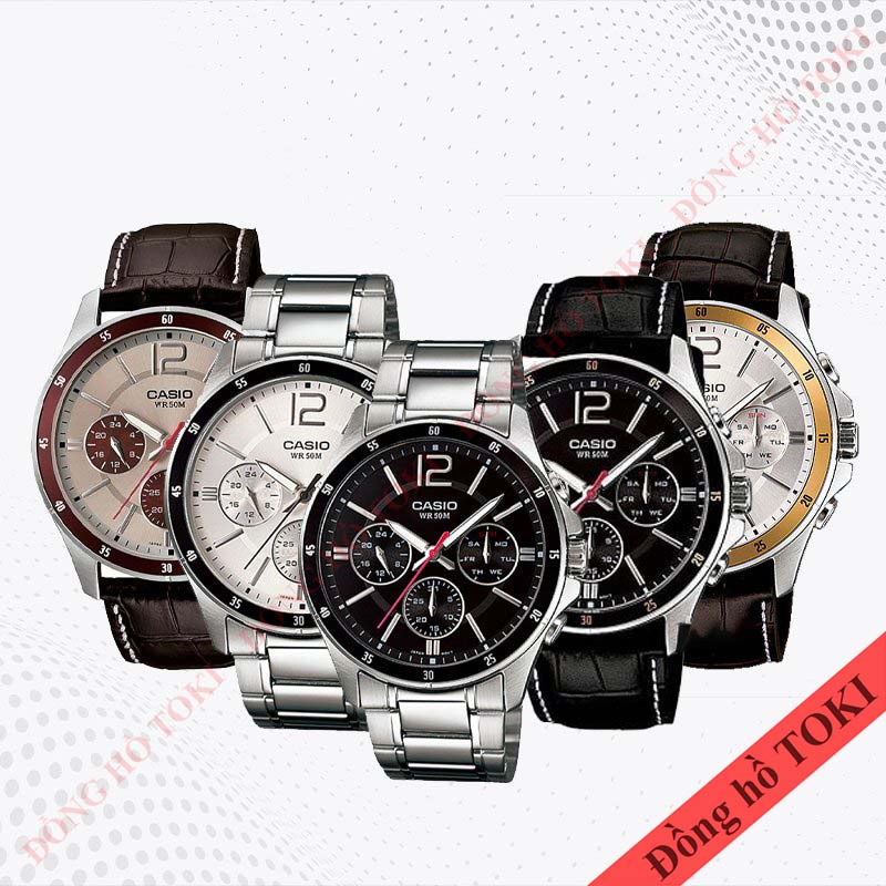 Pin thay đồng hồ đeo tay casio MTP-1374 dây da dây kim loại các màu