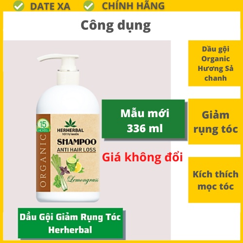 Dầu gội thảo dược giảm gàu chống rụng mượt tóc HERHERBAL 336g chứa dược và tinh dầu sả chanh hương thơm spa dễ chịu