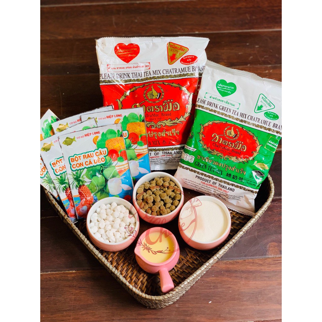 Set nguyên liệu pha Trà Sữa Thái Xanh, Thái Đỏ CHUẨN THÁI LAN