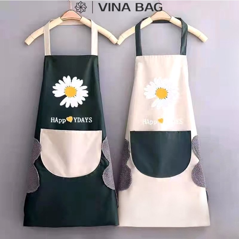 Tạp dề vải Oxford chống thấm, chống bám bẩn, thời trang, có ngăn đựng môi muỗng phía trước