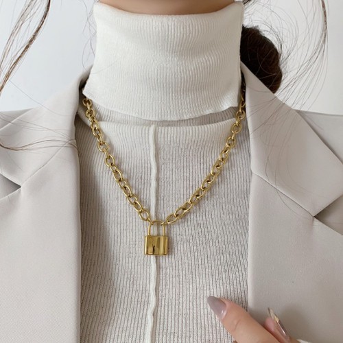 Dây Chuyền Nữ Dây Xích Ổ Khóa Titan Ko Đen TT 3304