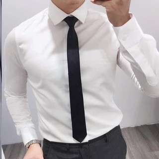 Sơ mi nam công sở chất lụa màu trắng Hamino đẹp form ôm dáng Hàn Quốc