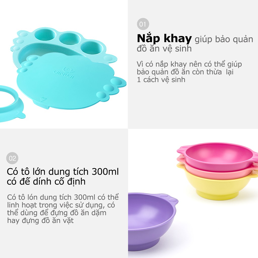 Set khay ăn dặm 10 món UINLUI làm từ quả Dừa, an toàn cho bé