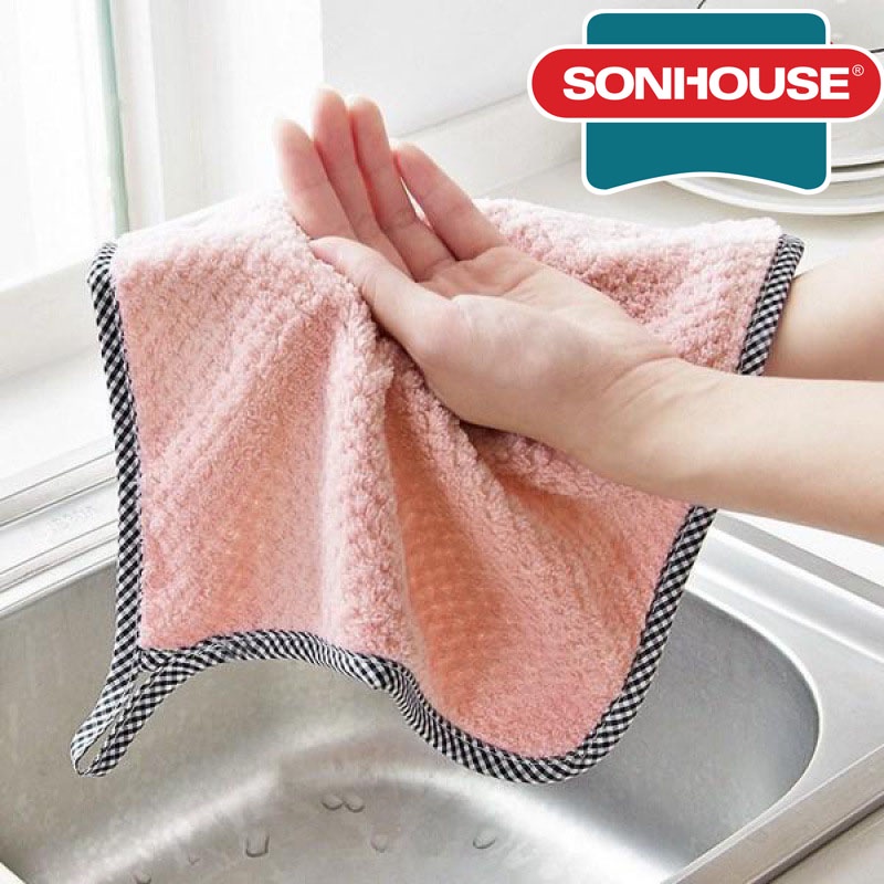 Khăn Lau Bếp Đa Năng, Khăn Lau Tay Nhà Bếp Siêu Thấm, Có Lỗ Treo SONHOUSE – Kích Thước 25x25cm