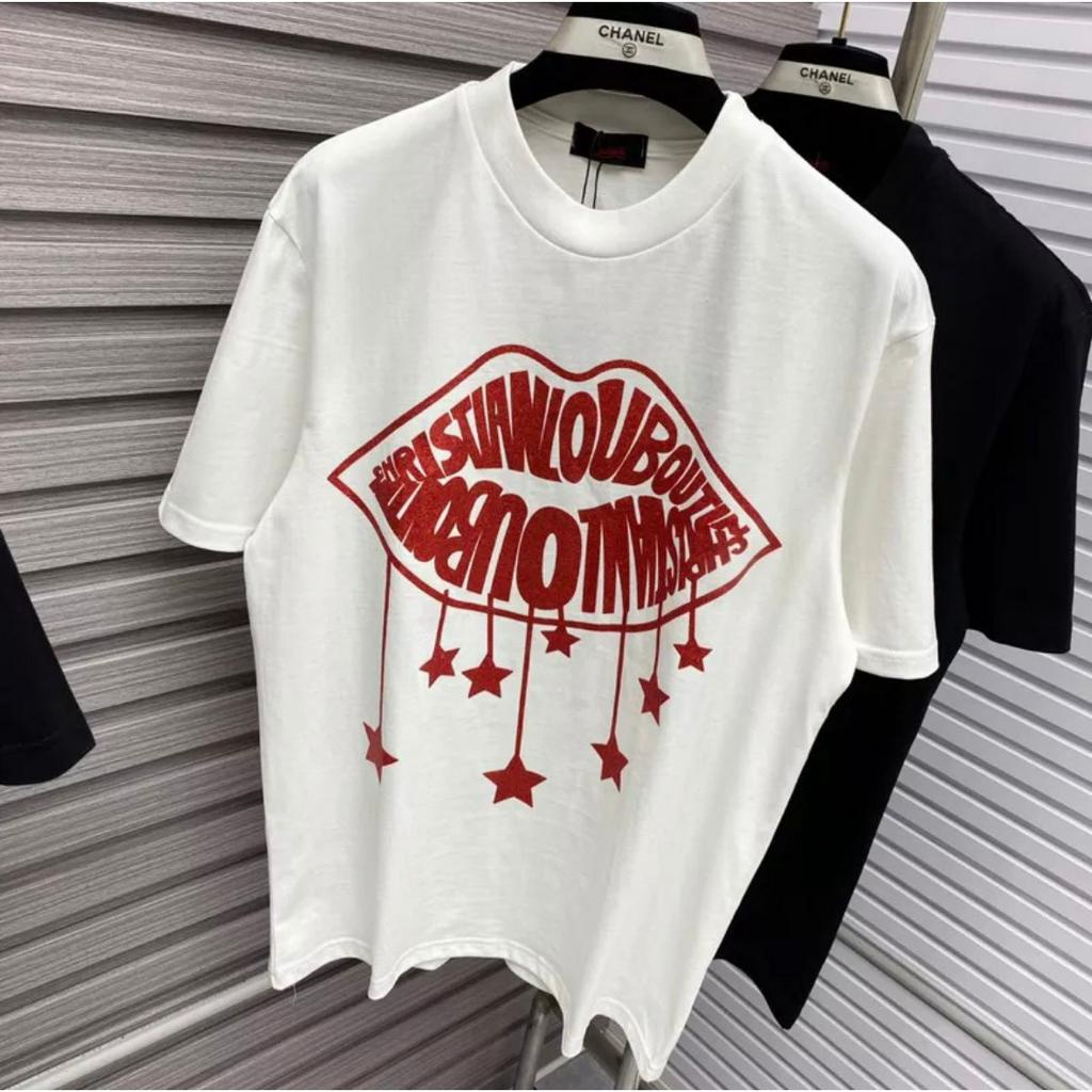 Áo Phông LBT In Kim Tuyến Hình Đôi Môi Full Box Phong Cách Boy Phố, Chất Cotton Co Giãn 4c Chất Lượng