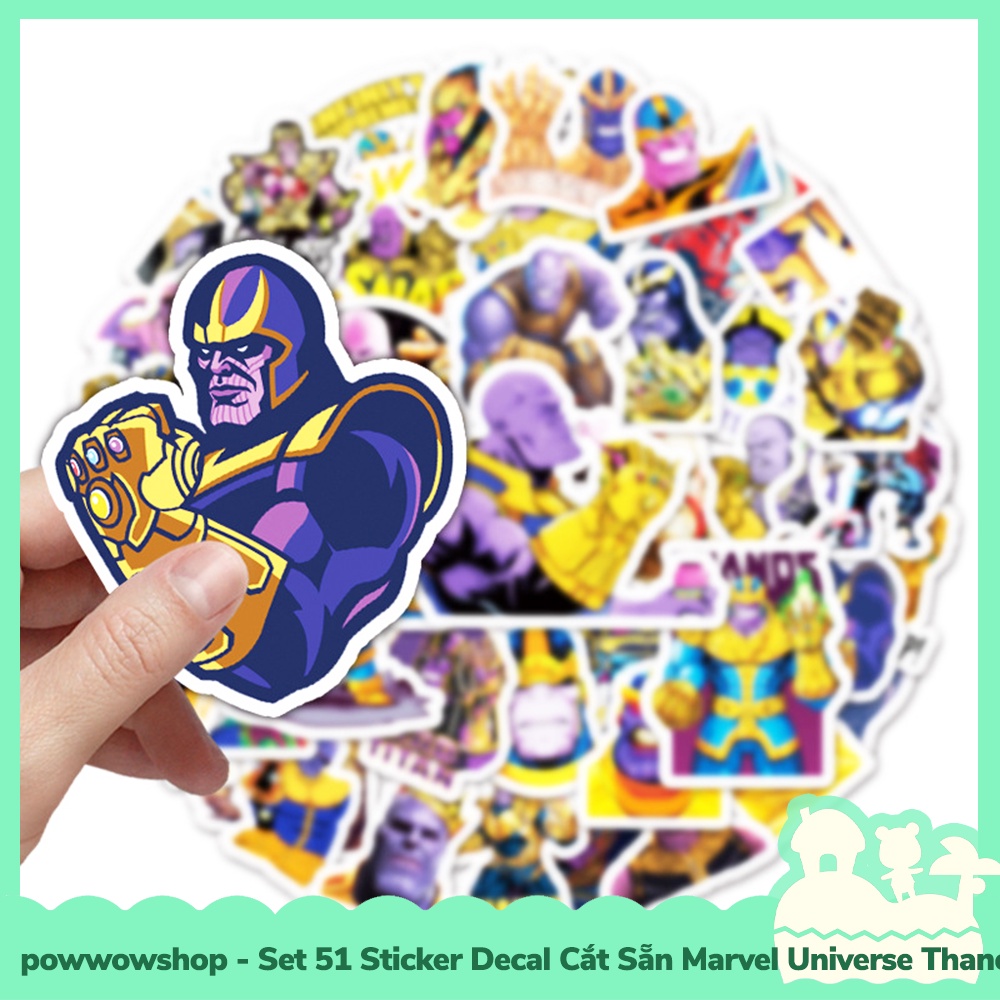 [Sẵn VN - Hỏa Tốc] Set 51 Sticker Mini Decal Dán Trang Trí Vật Dụng Mẫu Marvel Universe Thanos Superheros