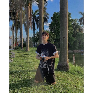 Áo thun Y218 ABSOLUTE BEGINNER màu đen in hình