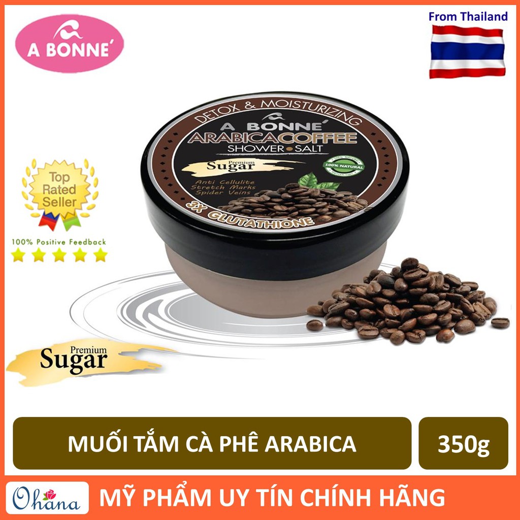 Muối Tắm Kết Hợp Đường A Bonne Cà Phê Arabica Tẩy Tế Bào Chết, Trắng Da A Bonne Arabica Coffee Shower Salt 350g (Hũ)