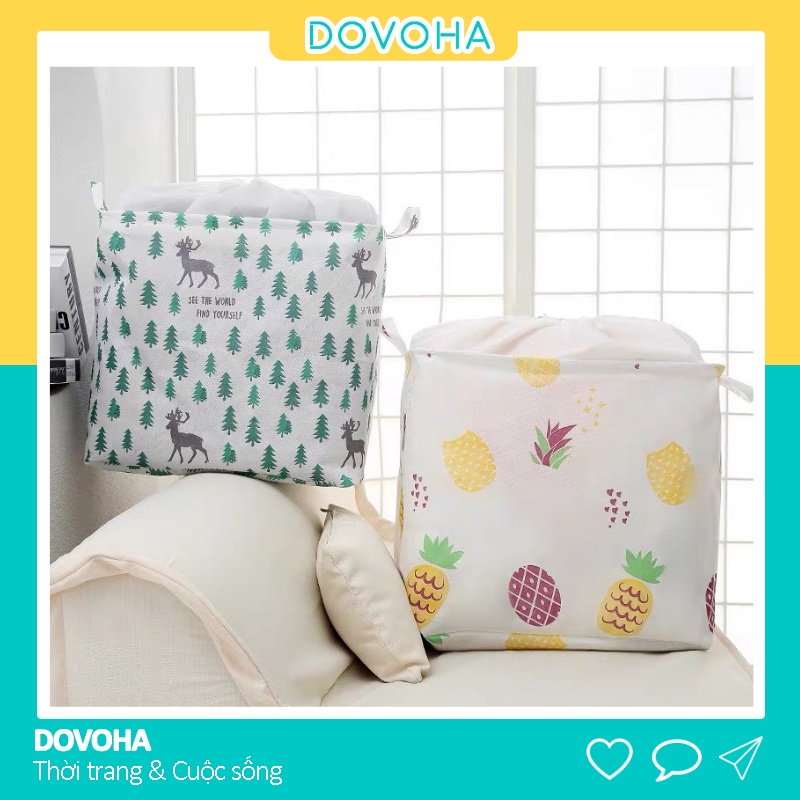 Túi vải đựng quần áo chăn màn đồ dơ giỏ vải canvas vuông đựng đồ đa năng gấp gọn DOVOHA TV13