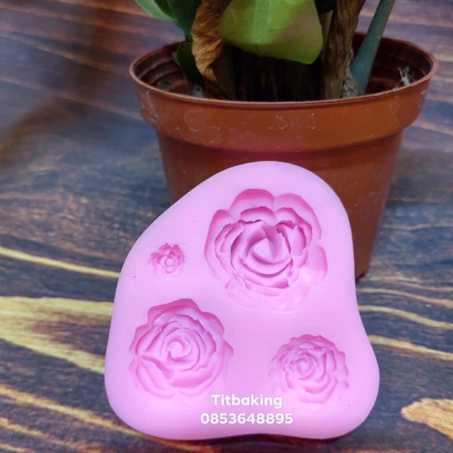 Khuôn silicon 3D 4 hoa hồng