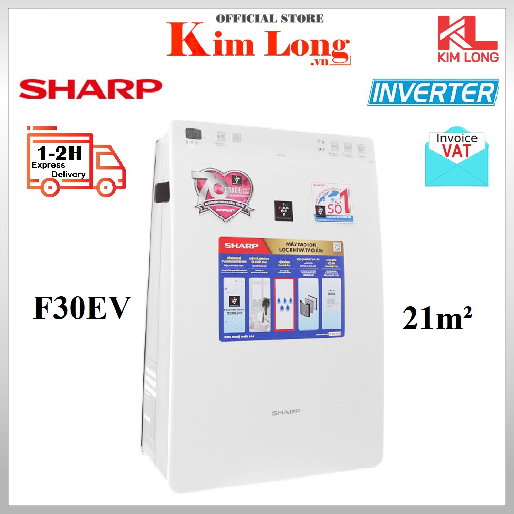 [Hỏa tốc HCM] Máy lọc không khí tạo ẩm Sharp KC-F30EV-W Inverter 21m² - Bảo hành chính hãng 12 Tháng