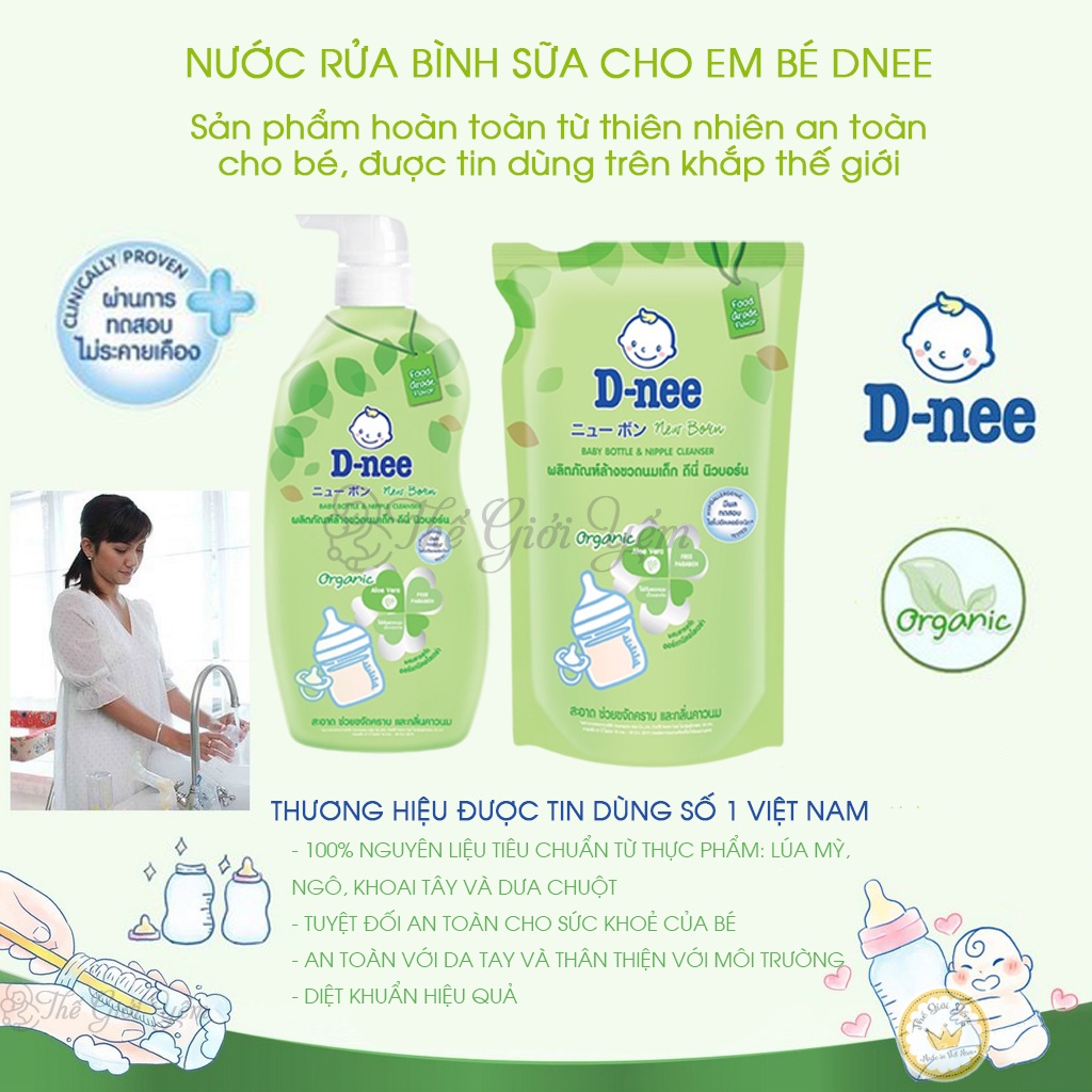 Nước rửa bình sữa Dnee Organic 600ml 620ml mới