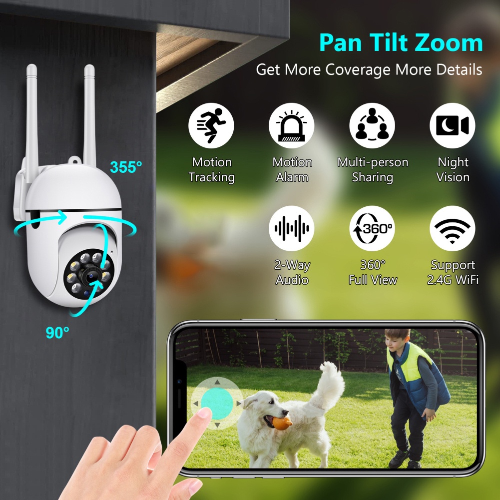 Camera Giám Sát 2MP PTZ Wifi IP 5G 4X Zoom AI Human Detect Không Dây H.264 Mới