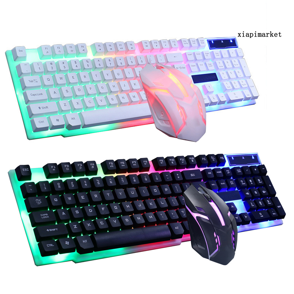 Set 2 Bàn Phím + Chuột Chơi Game Gtx300 Có Dây Bằng Nhựa Có Đèn Nền Màu Cho Máy Tính