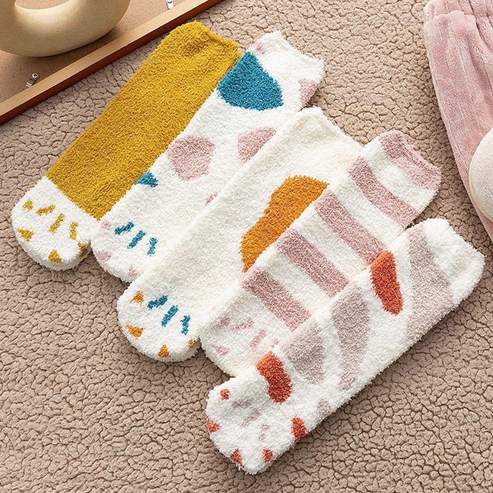 Tất Cổ Trung Kẻ Sọc In Hình Chân Mèo Thoáng Khí Giữ Ấm VANES1