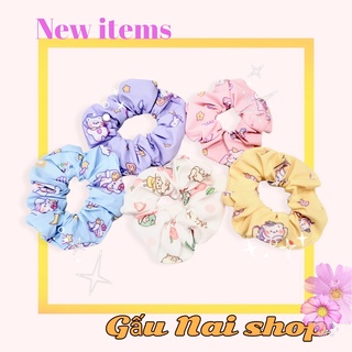 Set cột tóc vải scrunchies họa tiết cute