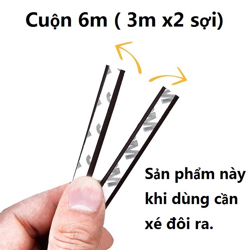 【Giao Hàng Nhanh】6M ( 3M x2 Sợi) Tự dính D Loại cửa và cho Windows Bọt Seal Dải cách âm Tránh Ron cửa lắp khe hở cửa