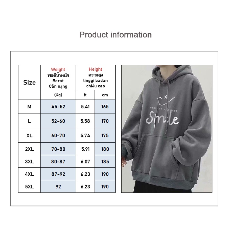 Áo hoodie AOKANG dáng rộng hình mặt cười thời trang xuân thu cho nam