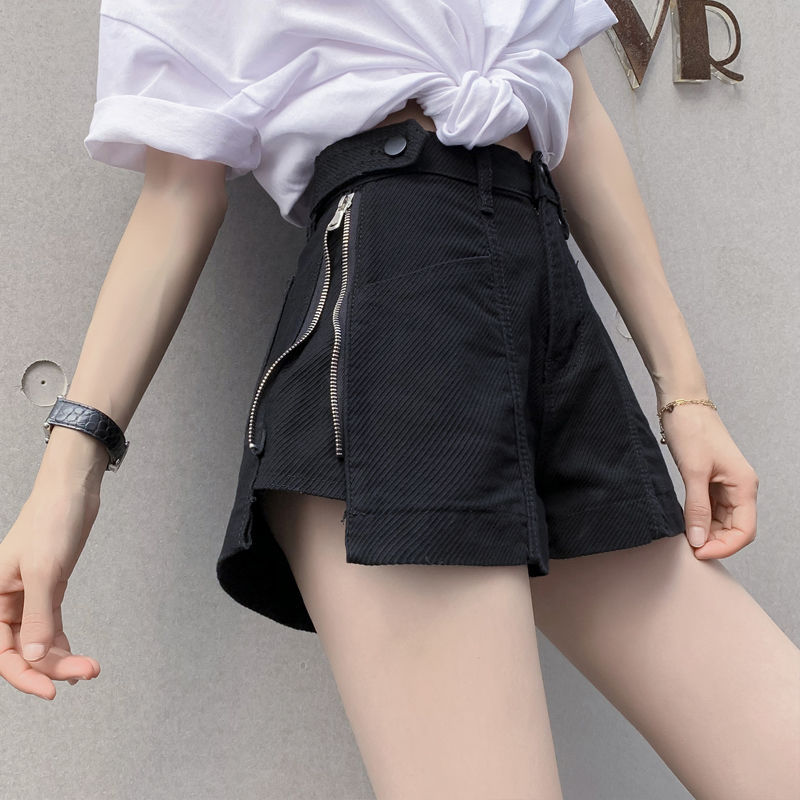 Quần short denim IELGY lưng cao xẻ tà thời trang năng động cho nữ