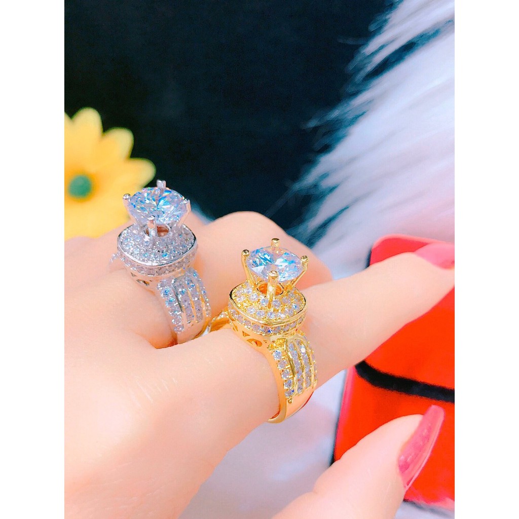 Nhẫn hoa đính đá pha lê ❤️❤️ Nhẫn nữ mạ vàng thiết kế cao cấp - VA019