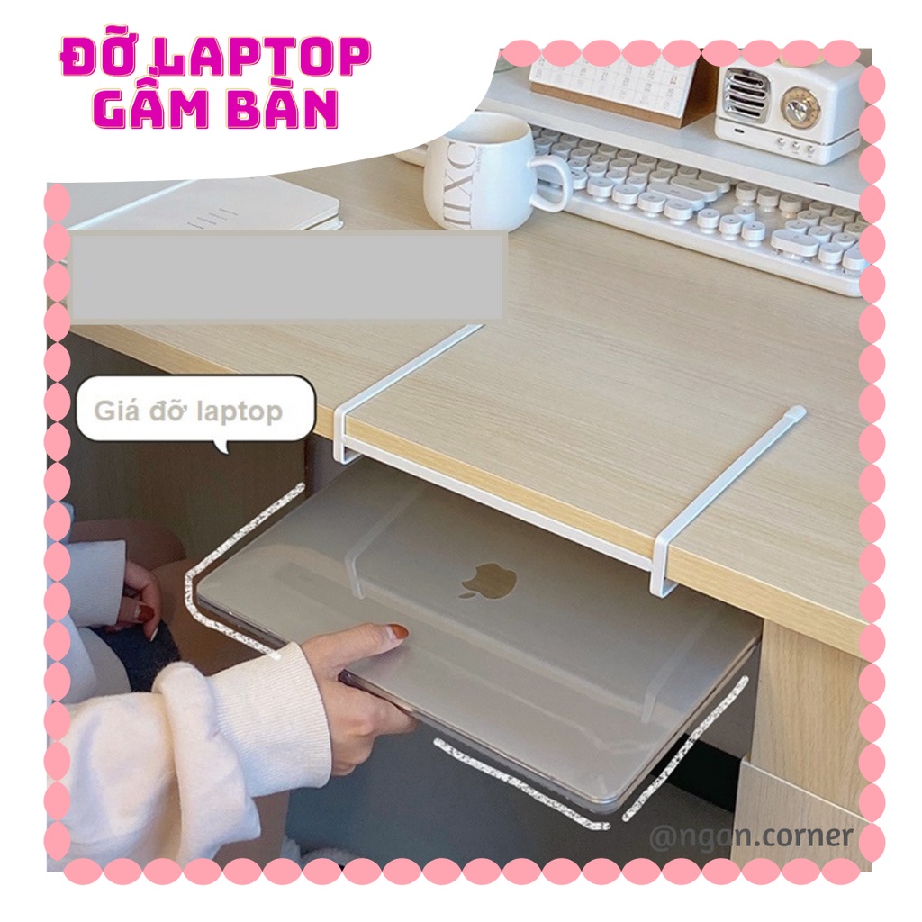 Giá đỡ kệ đỡ laptop đỡ sách các vật nặng 3kg có thể đính dưới gầm bàn hộc bàn tiết kiệm diện tích