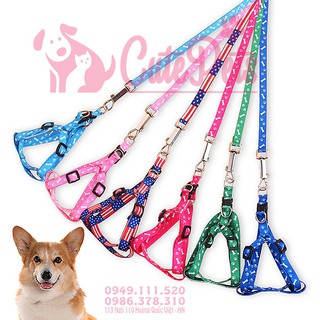 Dây dắt Mỏng 1 lớp kèm yếm hoặc vòng cổ dành cho thú cưng - Cutepets