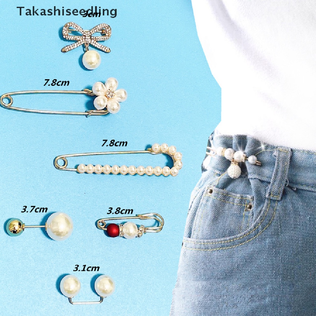 (Takashiseedling) Set 6 Ghim Cài Thắt Lưng Đính Ngọc Trai Giả Nhỏ Nhắn