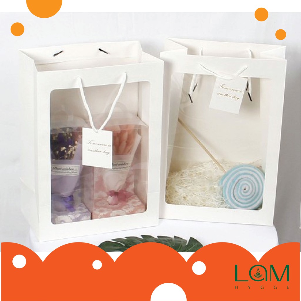TÚI GIẤY NỬA KÍNH ĐỰNG HOA SIZE 25x36x12 MUA TỪ 5 CÁI TRỞ LÊN