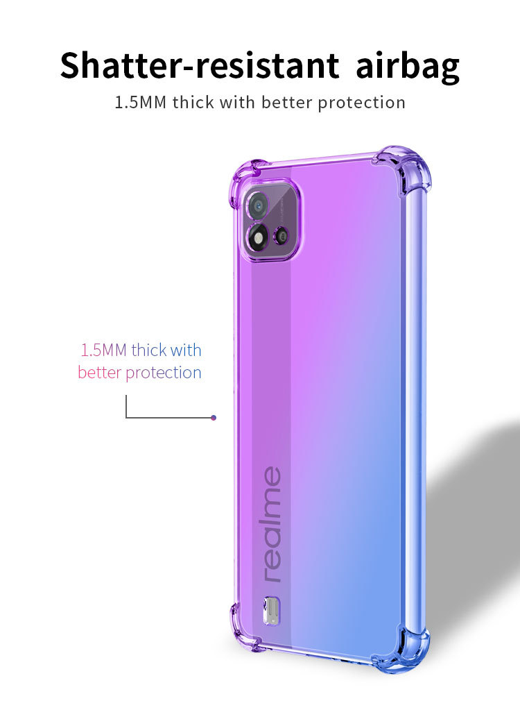 Case Realme C21 C20 C17 C15 C12 C11 C3 C2 Q2 Pro Q2Pro V15 V11 V5 GT Case Rainbow Gradient Transparent Phone Cover Soft TPU Casing