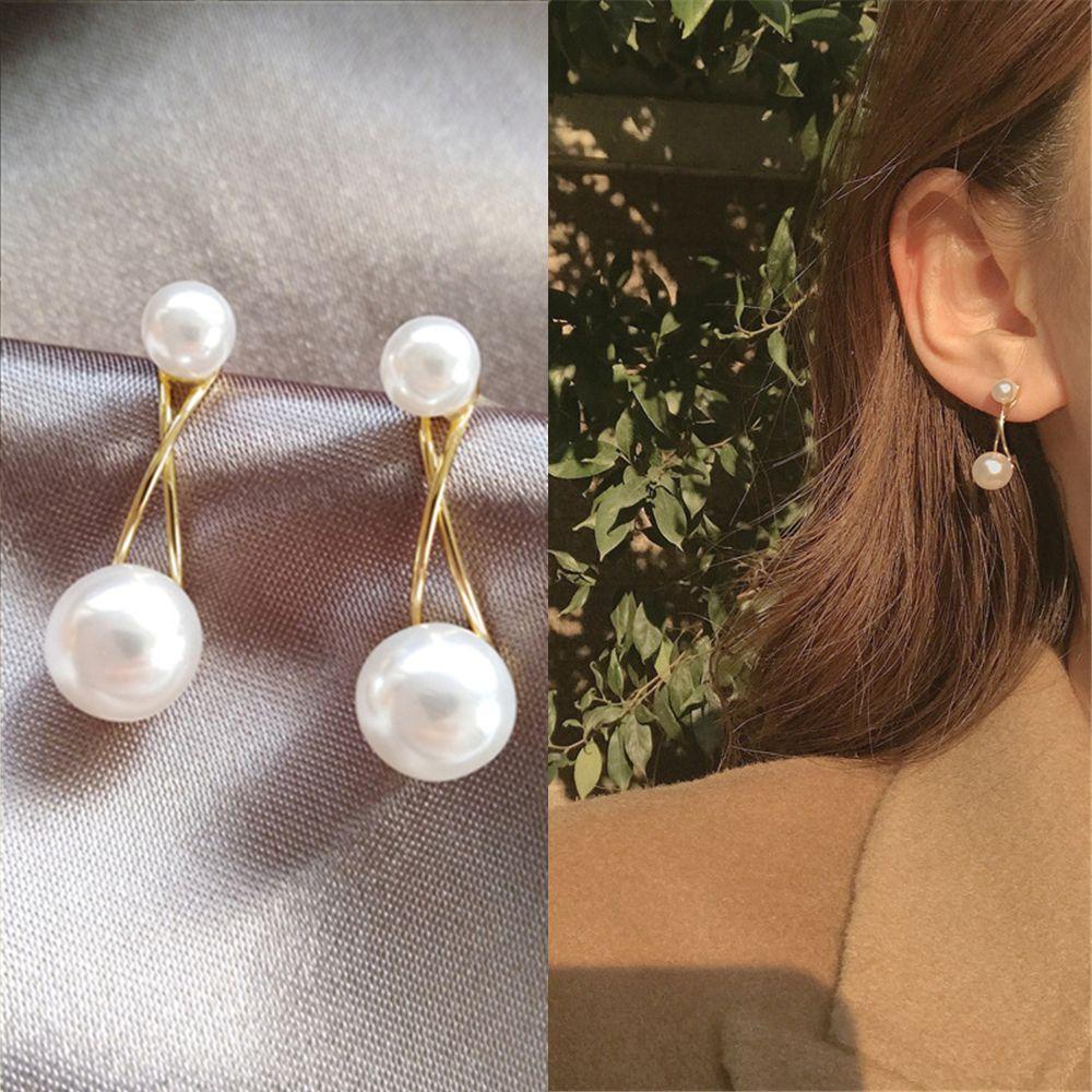 Khuyên Tai Hình Học Đính Ngọc Trai Giả Thanh Lịch Thời Trang