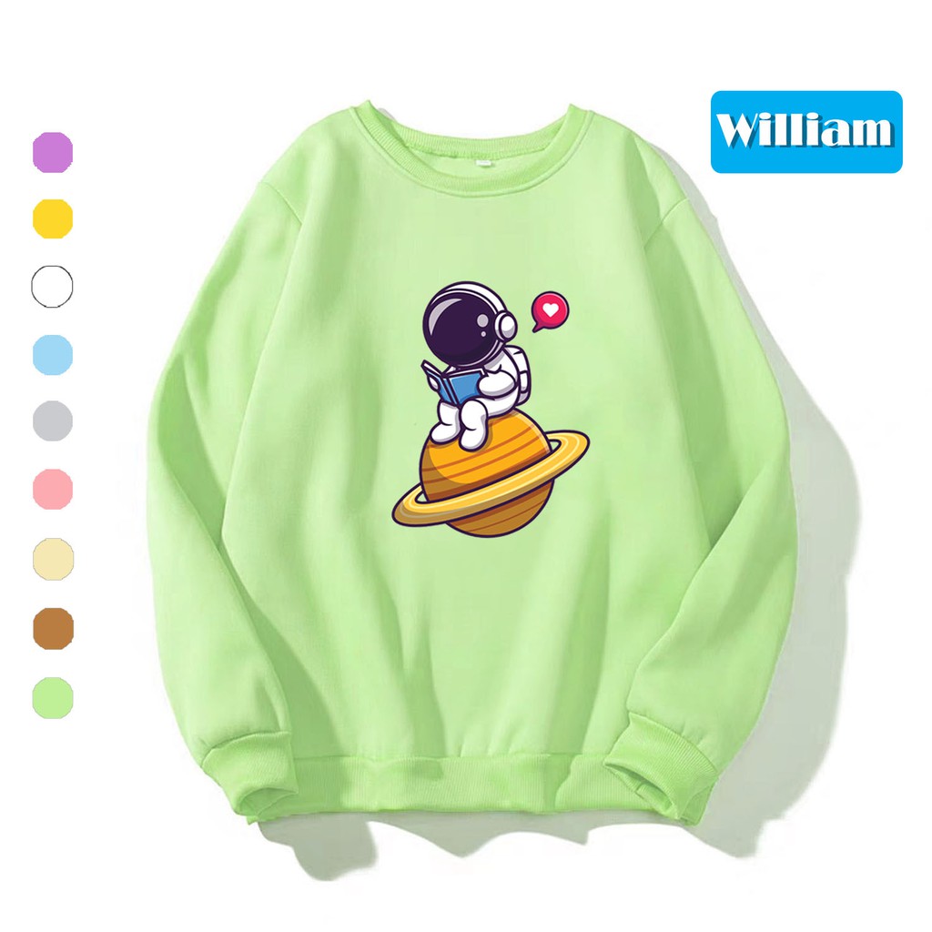 Áo sweater nam nữ in hình Du Hành Gia dễ thương cute, chất nỉ dày dặn, hợp làm áo cặp William - DS159