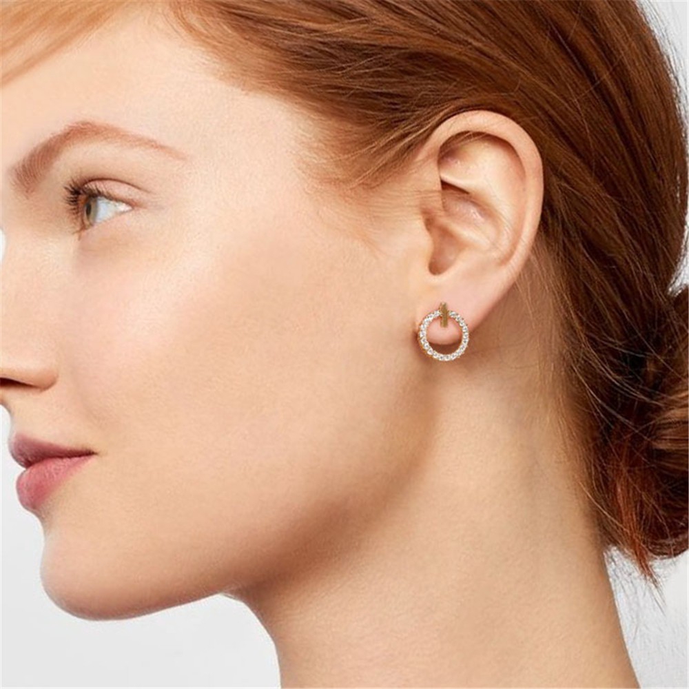 Bông Tai Tròn Đính Đá Thời Trang Cho Nữ