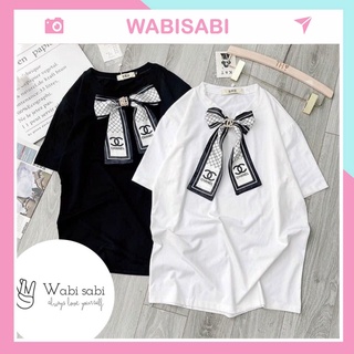 Áo phông nữ thun chất cotton không xù đính nơ khuy cài trẻ trung sang chảnh thời trang nữ Wabisabi29
