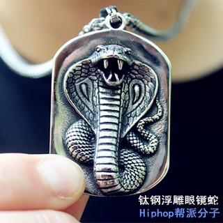 Dây Chuyền Thép Titan Mặt Hình Rắn Phong Cách Quân Đội