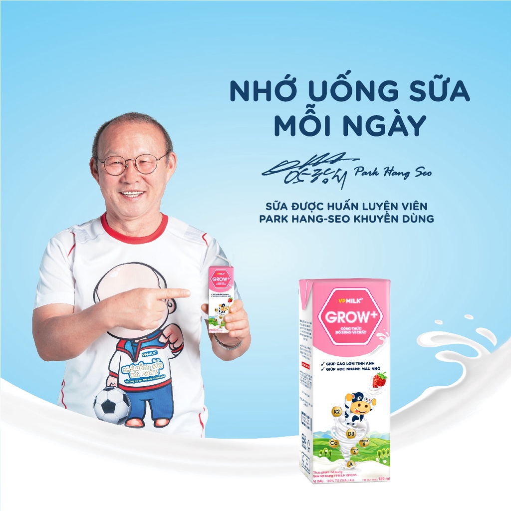 Sữa tiệt trùng VPMilk Grow+ vị dâu 180ml (thùng 48 hộp)