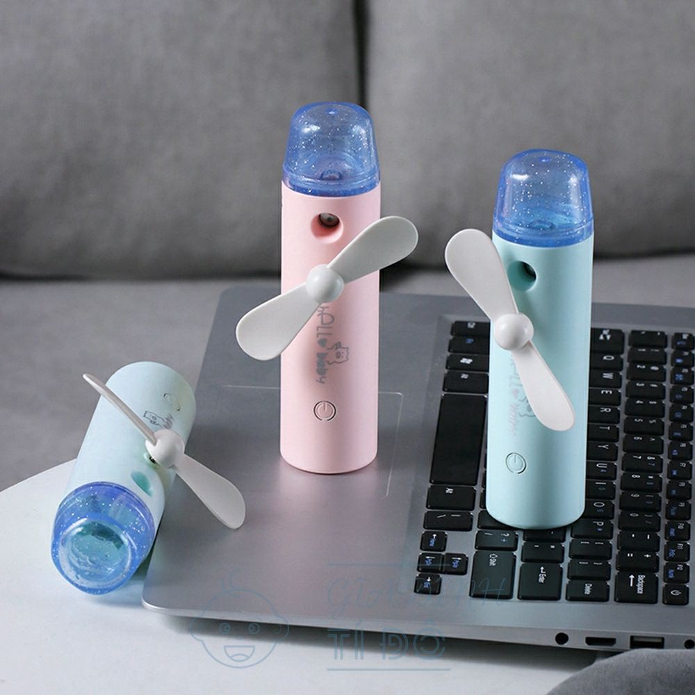 Quạt Phun Sương Cầm Tay Mini Sử Dụng Pin Sạc