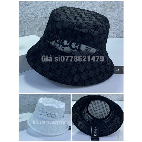 Mũ bo bucket full lưới voan [G] - [G] thêu chữ gu sì sanh chảnh thời trang nữ ( hình thật )