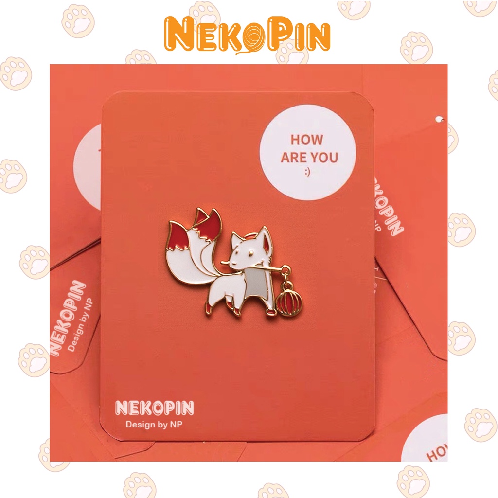 Ghim cài áo NEKOPIN trang trí áo, balo, túi xách hình con cáo P042