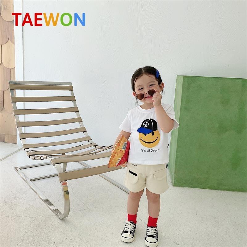 Áo cộc tay bé trai bé gái Hàn Quốc xuất khẩu chất cotton mùa hè trẻ em từ 1 đến 6 tuổi Taewon Kids AT020