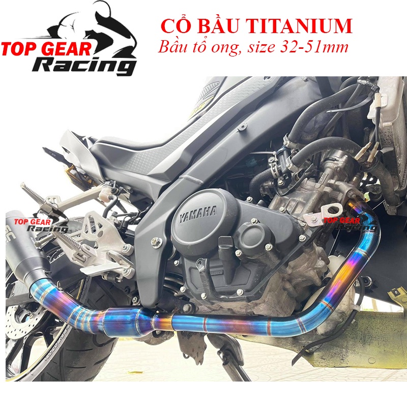 Cổ Pô MT15 Titanium Inox 304 Lắp Như Zin Bầu Tổ Ong Họng 51mm