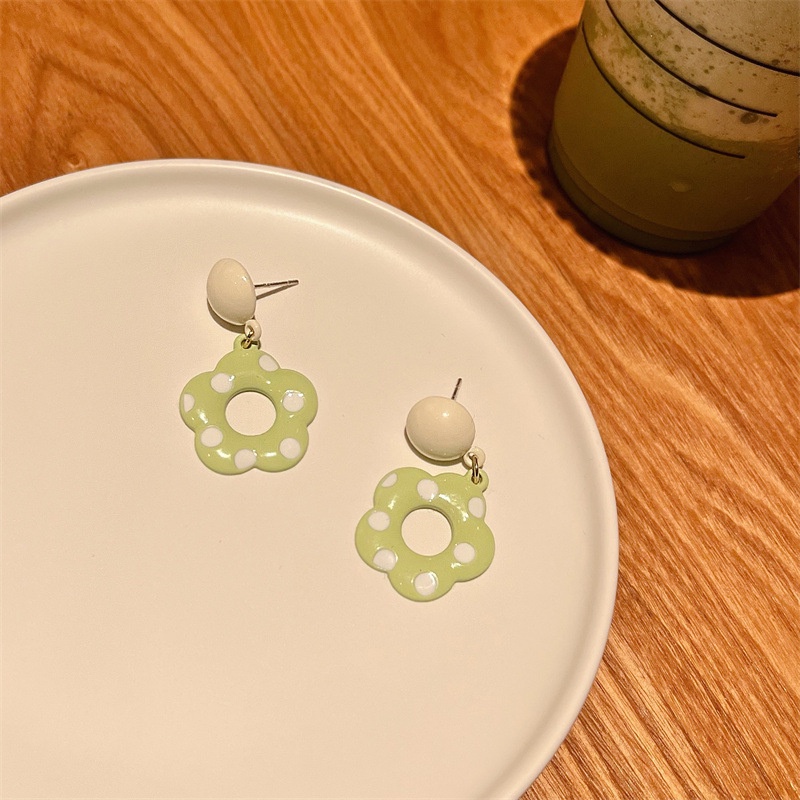 Bông tai mạ bạc 925 hình hoa chấm bi phong cách Pháp thời trang xuân hè cho nữ F672