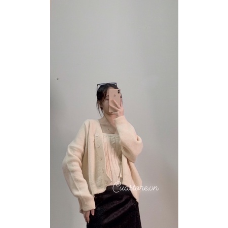 Sét áo khoác len cadigan kèm áo quây len vặn thừng | BigBuy360 - bigbuy360.vn