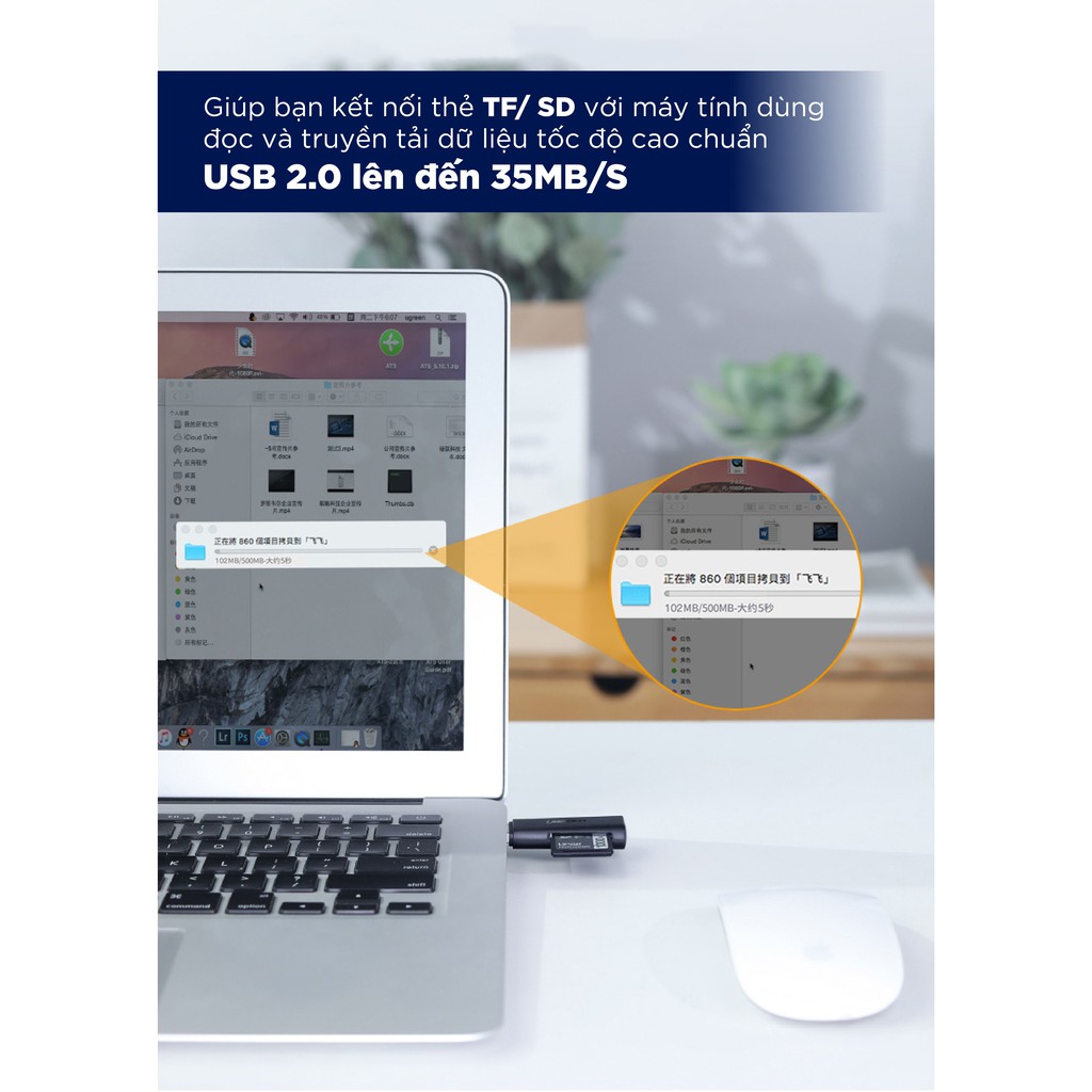 Đầu đọc thẻ SD/TF chuẩn USB 2.0 UGREEN CM264 60721 - Hàng phân phối chính hãng - Bảo hành 18 tháng | BigBuy360 - bigbuy360.vn