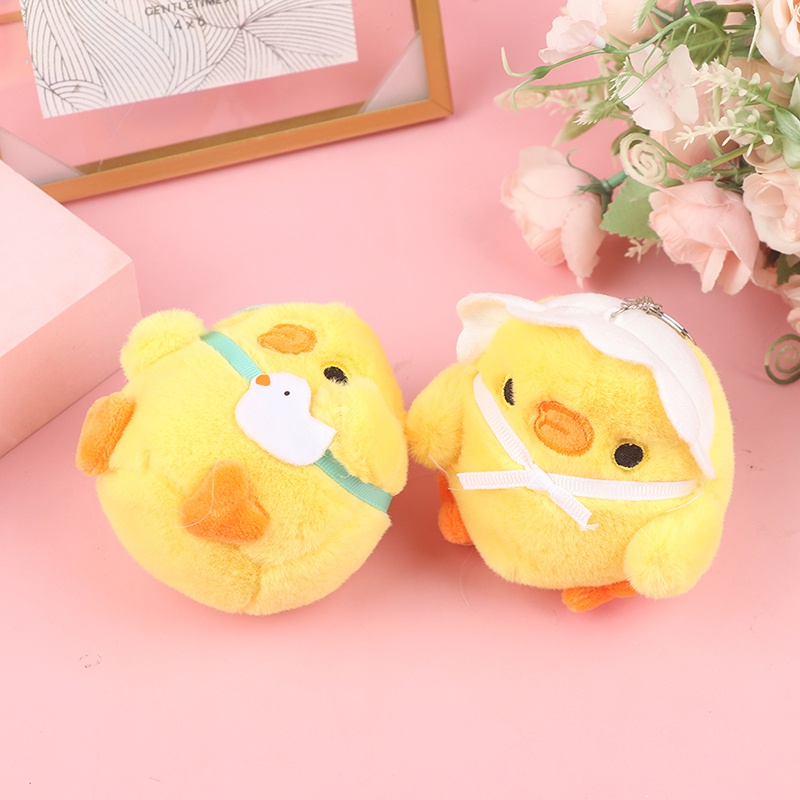 Móc Khóa Hình Gà Nhồi Bông Mềm Mại Đáng Yêu