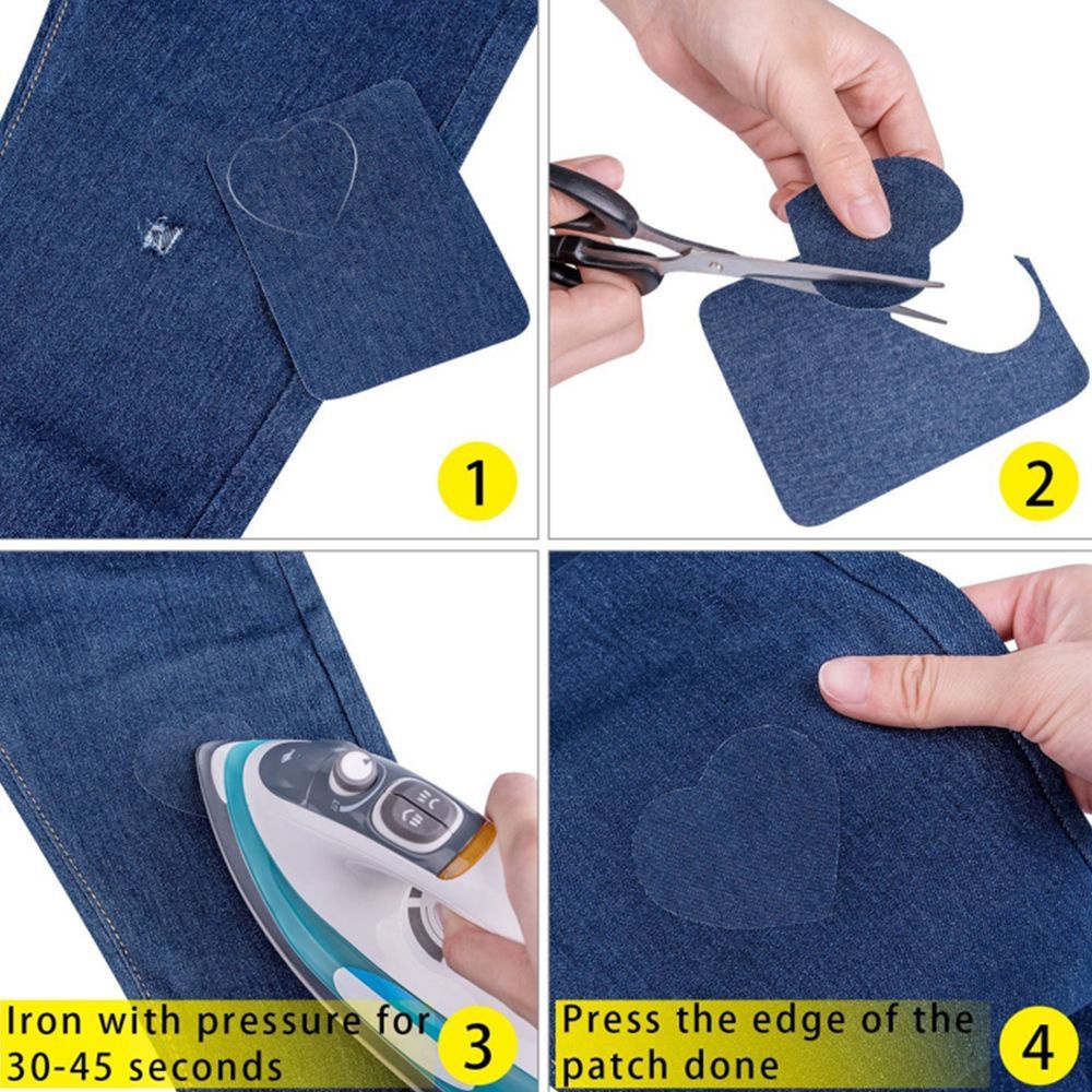 Set 2 Miếng Dán Ủi Trang Trí Quần Jean / Đầu Gối / Khủy Tay Diy Sáng Tạo Nhiều Màu