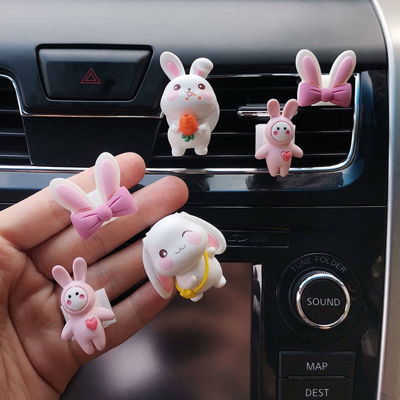Cute Guitar Bunny Auto Perfume Car Aromatherapy Flower Creative Air Conditioning Wind Car Interior Decoration Auto department store supplies