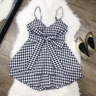 Jumb caro chéo ngực cột nơ eo