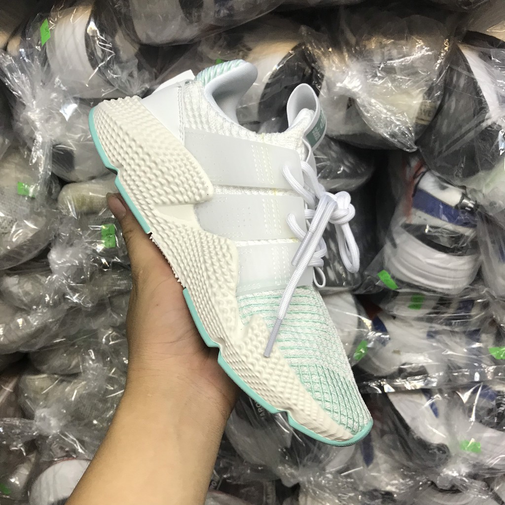 &gt;BÁN CHO VUI&lt;Giày sneaker Prophere trắng kẻ xanh lục mới nữ