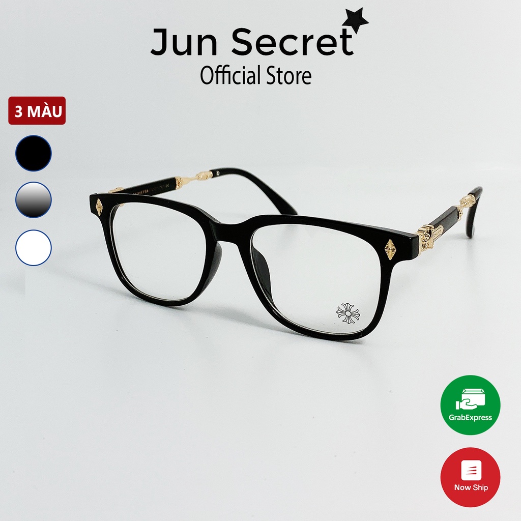 [Mã BMLT35 giảm đến 35K đơn 99K] Gọng kính cận nam nữ thời trang Jun Secret dáng vuông ôm mặt viền đính kim loại JS22A72